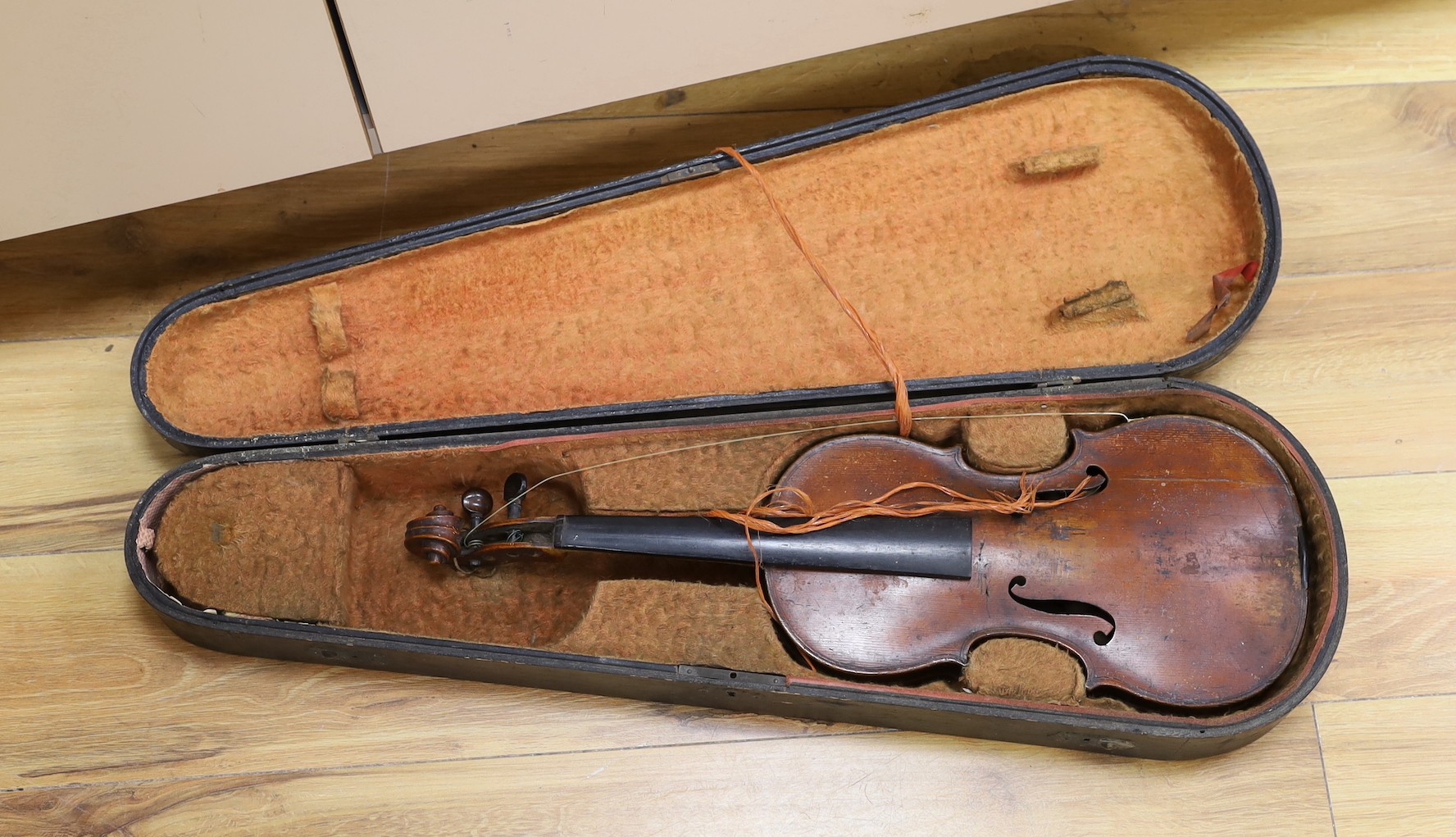 A 19th century cased violin